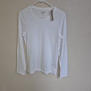J.Crew Classic White Long-Sleeve Crewneck Tee - Perfect Layering Staple!